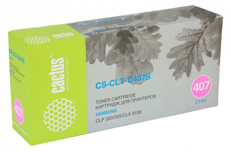 Тонер-картридж CACTUS CS-CLT-C407S  для принтеров Samsung CLP-325/CLX-3185, cyan