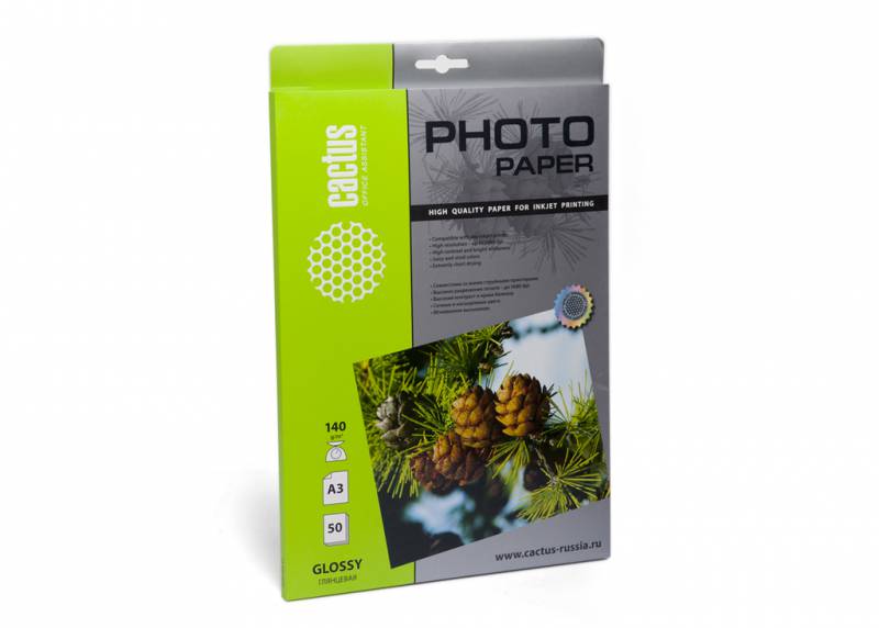 Фотобумага Cactus CS-GA314050 глянцевая, А3, 140 г/м2, 50 листов