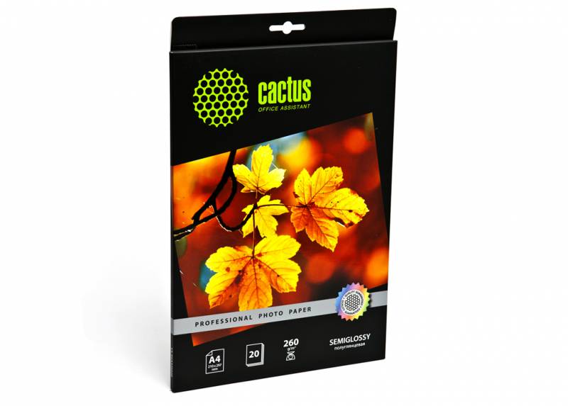 Фотобумага Cactus CS-SGA426020 Professional, полуглянцевая, А4, 260 г/м2, 20 листов