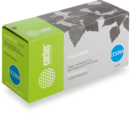 Картридж CACTUS CS-CC530A для принтеров HP Color LaserJet CP2025/CM2320mfp, черный, 3500 стр.
